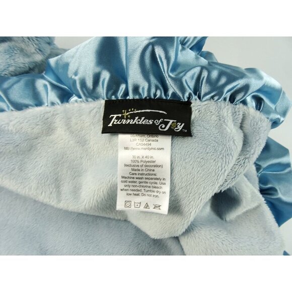 Twinkles of Joy Baby Blanket Satin Ruffle Edges Blue Turtle Star Exc Cond 30x40 - Picture 4 of 6